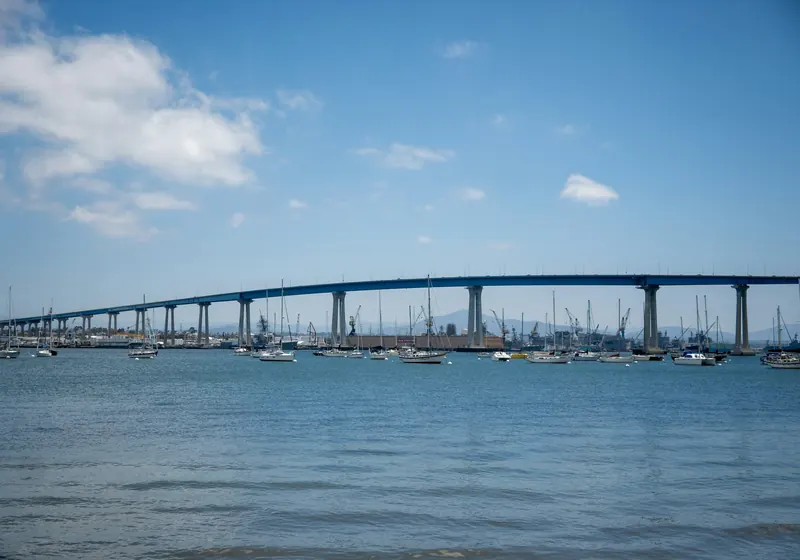 The San Diego–Coronado Bay Bridge spanning San Diego Bay