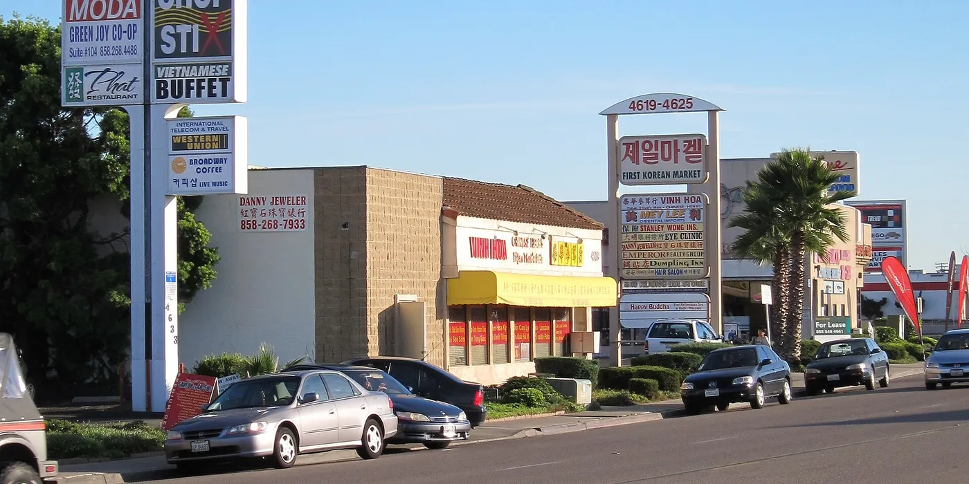 Asian businesses along Convoy Street in Kearny Mesa