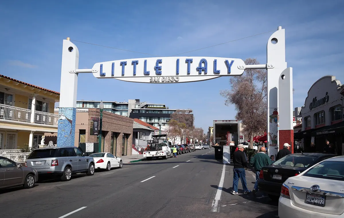 The Little Italy sign over India Street in San Diego