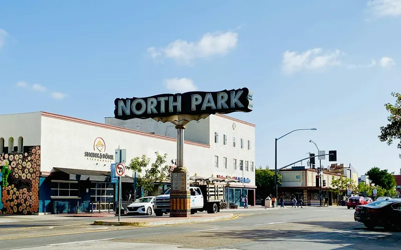 The landmark North Park sign over University Avenue in San Diego